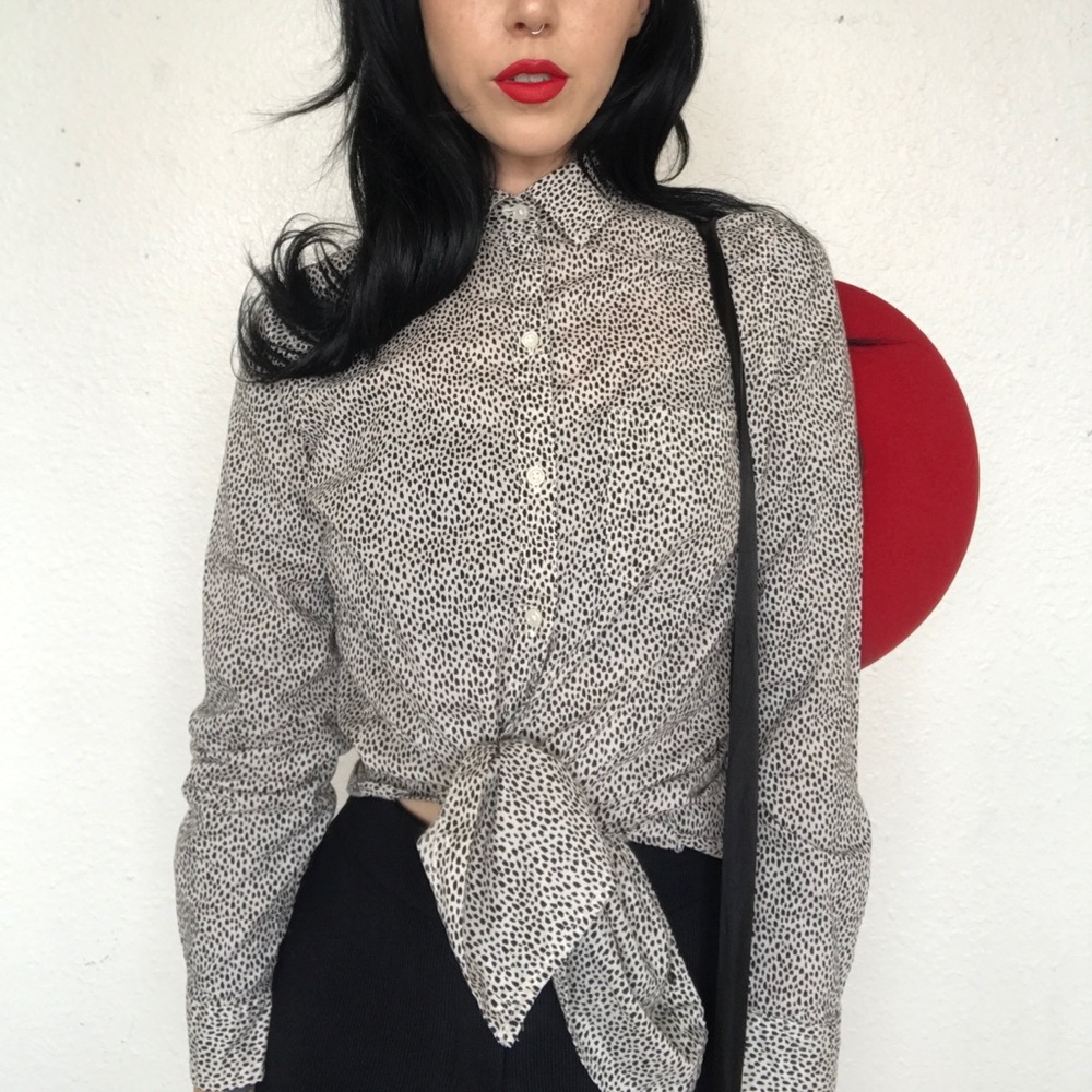 Black and White Spotted Tunic Shirt